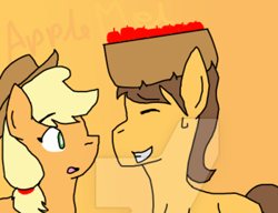 Size: 350x269 | Tagged: artist needed, source needed, safe, applejack, caramel, g4, female, male, ship:carajack, shipping, straight