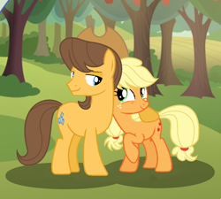 Size: 1160x1042 | Tagged: artist needed, source needed, safe, applejack, caramel, earth pony, pony, g4, female, male, ship:carajack, shipping, straight