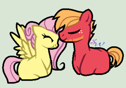 Size: 405x283 | Tagged: artist needed, source needed, safe, edit, big macintosh, fluttershy, earth pony, pegasus, pony, g4, cropped, female, male, ship:fluttermac, shipping, straight