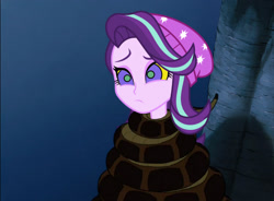 Size: 1280x940 | Tagged: safe, artist:tyriuskishayinew16, edit, edited screencap, screencap, starlight glimmer, human, snake, equestria girls, g4, coiling, coils, female, humanized, hypno eyes, hypnosis, hypnotized, kaa, kaa eyes, the jungle book, tree