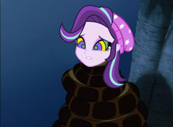 Size: 1280x940 | Tagged: safe, artist:tyriuskishayinew16, edit, edited screencap, screencap, starlight glimmer, human, snake, equestria girls, g4, coils, female, hat, humanized, hypno eyes, hypnosis, hypnotized, kaa, kaa eyes, squeezing, the jungle book, wrapped up