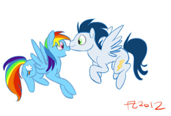 Size: 454x309 | Tagged: source needed, safe, rainbow dash, soarin', pegasus, pony, g4, duo, female, male, mare, ship:soarindash, shipping, simple background, stallion, straight, white background