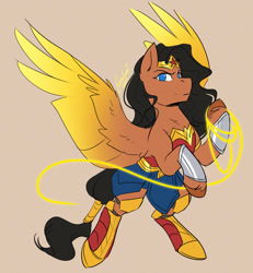 Size: 1107x1200 | Tagged: safe, artist:cosmalumi, pegasus, pony, crossover, dc comics, ponified, solo, wonder woman