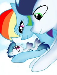 Size: 609x797 | Tagged: artist needed, source needed, safe, rainbow dash, soarin', pegasus, pony, g4, female, heartwarming, male, offspring, parent:rainbow dash, parent:soarin', parents:soarindash, ship:soarindash, shipping, straight