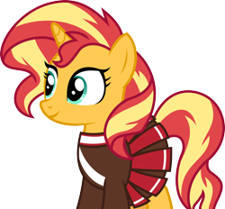Size: 2200x2042 | Tagged: safe, anonymous artist, sunset shimmer, pony, unicorn, g4, cheerleader, cheerleader outfit, clothes, female, high res, simple background, smiling, solo, transparent background, vector