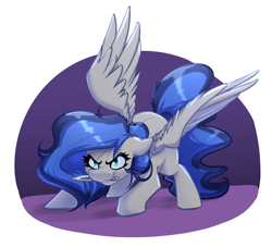 Size: 2712x2464 | Tagged: safe, artist:witchtaunter, pegasus, pony, commission, high res, kunai, mouth hold, pose, simple background, smiling, smirk, solo, spread wings, white background, wings