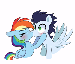 Size: 1189x1016 | Tagged: source needed, safe, artist:darkynez, rainbow dash, soarin', pegasus, pony, g4, female, male, ship:soarindash, shipping, simple background, straight, white background