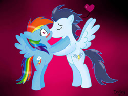 Size: 749x562 | Tagged: source needed, safe, artist:darkynez, rainbow dash, soarin', pegasus, pony, g4, female, male, ship:soarindash, shipping, straight