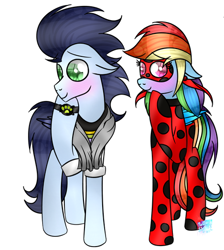 Size: 456x510 | Tagged: source needed, safe, artist:northlights8, rainbow dash, soarin', pegasus, pony, g4, female, male, miraculous ladybug, ship:soarindash, shipping, simple background, straight, white background