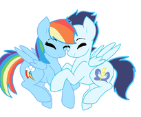 Size: 205x170 | Tagged: artist needed, source needed, safe, rainbow dash, soarin', pegasus, pony, g4, female, male, ship:soarindash, shipping, simple background, straight, white background