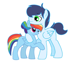 Size: 1100x937 | Tagged: artist needed, source needed, safe, rainbow dash, soarin', pegasus, pony, g4, female, male, ship:soarindash, shipping, simple background, straight, white background