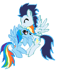 Size: 325x424 | Tagged: artist needed, source needed, safe, rainbow dash, soarin', pegasus, pony, g4, female, male, ship:soarindash, shipping, simple background, straight, white background