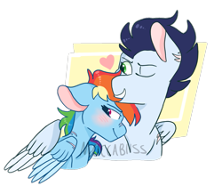 Size: 1177x1026 | Tagged: artist needed, source needed, safe, rainbow dash, soarin', pegasus, pony, g4, female, male, ship:soarindash, shipping, simple background, straight, transparent background