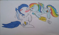 Size: 818x498 | Tagged: artist needed, source needed, safe, rainbow dash, soarin', pegasus, pony, g4, female, male, ship:soarindash, shipping, straight