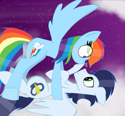 Size: 505x468 | Tagged: safe, artist:rai2n, edit, rainbow dash, soarin', pegasus, pony, g4, cropped, female, male, ship:soarindash, shipping, straight