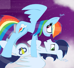 Size: 507x470 | Tagged: safe, artist:rai2n, edit, rainbow dash, soarin', pegasus, pony, g4, cropped, female, male, ship:soarindash, shipping, straight