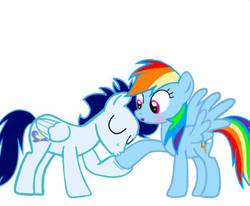 Size: 402x332 | Tagged: artist needed, source needed, safe, rainbow dash, soarin', pegasus, pony, g4, female, heartwarming, hoof kissing, male, ship:soarindash, shipping, simple background, straight, white background