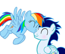 Size: 392x326 | Tagged: artist needed, source needed, safe, rainbow dash, soarin', pegasus, pony, g4, female, male, ship:soarindash, shipping, simple background, straight, white background