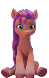 Size: 800x1280 | Tagged: safe, edit, edited screencap, editor:dracoawesomeness, screencap, sunny starscout, earth pony, g5, background removed, episode needed, female, not a vector, simple background, sitting, solo, transparent background