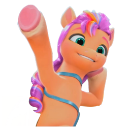 Size: 800x800 | Tagged: safe, edit, edited screencap, editor:dracoawesomeness, screencap, sunny starscout, earth pony, pony, g5, my little pony: make your mark, my little pony: make your mark chapter 2, portrait of a princess, spoiler:g5, spoiler:my little pony: make your mark, background removed, bipedal, female, not a vector, simple background, solo, transparent background, waving