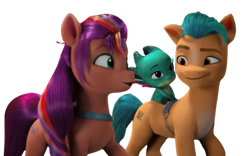 Size: 1280x800 | Tagged: safe, edit, edited screencap, editor:dracoawesomeness, screencap, hitch trailblazer, sparky sparkeroni, sunny starscout, dragon, earth pony, pony, g5, background removed, episode needed, male, not a vector, simple background, stallion, transparent background