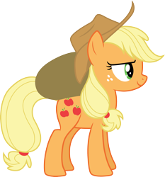 Size: 3000x3213 | Tagged: safe, artist:cloudy glow, applejack, earth pony, pony, g4, trade ya!, .ai available, applejack's hat, cowboy hat, female, hat, high res, simple background, smiling, solo, transparent background, vector