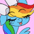 Size: 600x600 | Tagged: safe, artist:flutterbree, rainbow dash, rarity, pegasus, pony, unicorn, g4, animated, disembodied hoof, female, gif, lesbian, offscreen character, pampering, scratches, ship:raridash, shipping, tongue out