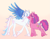 Size: 2047x1609 | Tagged: safe, artist:universalheart, skywishes, star catcher, earth pony, pegasus, pony, g3, butt, cheek kiss, duo, female, kissing, lesbian, plot, ship:skycatcher, shipping, simple background, spread wings, wings