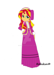 Size: 1024x1408 | Tagged: safe, artist:robukun, sunset shimmer, human, equestria girls, g4, clothes, dress, long dress, long skirt, simple background, skirt, slowpoke, solo, transparent background, victorian, victorian dress