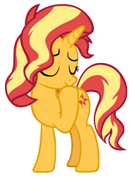 Size: 7238x9651 | Tagged: safe, artist:andoanimalia, sunset shimmer, pony, unicorn, equestria girls, equestria girls specials, g4, my little pony equestria girls: better together, my little pony equestria girls: forgotten friendship, absurd resolution, eyes closed, female, giggling, mare, simple background, solo, transparent background, vector