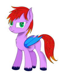 Size: 4000x5000 | Tagged: safe, artist:пшеница, derpibooru exclusive, oc, oc:sunback, bat pony, pony, 2024 community collab, derpibooru community collaboration, dyed mane, dyed tail, female, folded wings, mare, purple coat, red mane, red tail, simple background, solo, tail, transparent background, wings