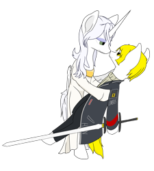 Size: 3600x4000 | Tagged: artist needed, safe, oc, oc only, oc:κασσάνδρα, alicorn, earth pony, pony, 2024 community collab, derpibooru community collaboration, duo, horn, simple background, transparent background, wings