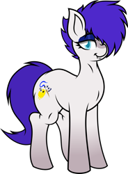 Size: 885x1200 | Tagged: safe, artist:isaac_pony, derpibooru exclusive, oc, oc only, oc:blue snow, oc:isaac pony, earth pony, pony, 2024 community collab, derpibooru community collaboration, earth pony oc, femboy, looking at you, makeup, male, simple background, solo, stallion, transparent background