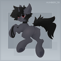 Size: 3000x3000 | Tagged: safe, artist:number_79, oc, oc only, oc:kate becker, pony, unicorn, bedroom eyes, blushing, collar, female, high res, simple background, solo