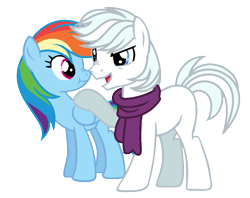 Size: 987x781 | Tagged: safe, artist:ponybasesrus, artist:xx-chanour, double diamond, rainbow dash, earth pony, pegasus, pony, g4, base used, clothes, doubledash, duo, duo male and female, female, male, mare, missing cutie mark, nose wrinkle, open mouth, open smile, scarf, scrunchy face, shipping, simple background, smiling, stallion, straight, transparent background