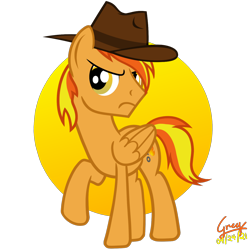 Size: 6144x6144 | Tagged: safe, artist:gregory-the-griffon, oc, oc only, oc:firey ratchet, pegasus, pony, g4, detective, fedora, hat, male, no eyelashes, simple background, solo, stallion, transparent background, unamused