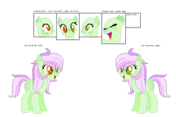 Size: 1024x678 | Tagged: safe, artist:xx-chanour, oc, oc only, oc:candy fuzz, earth pony, pony, adult blank flank, base used, base:selenaede, bio in description, blank flank, colored pupils, ear piercing, earring, female, freckles, heterochromia, jewelry, mare, open mouth, open smile, piercing, reference sheet, simple background, smiling, solo, text, transparent background