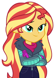 Size: 8922x12650 | Tagged: safe, artist:andoanimalia, sunset shimmer, human, equestria girls, equestria girls specials, g4, my little pony equestria girls: better together, my little pony equestria girls: holidays unwrapped, absurd resolution, clothes, cute, female, simple background, solo, transparent background, vector, winter outfit