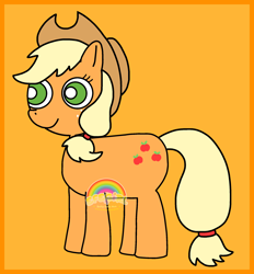 Size: 2132x2299 | Tagged: safe, artist:efegirl4, applejack, earth pony, pony, g4, applejack's hat, cowboy hat, female, hat, high res, orange background, simple background, solo