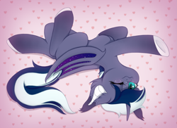 Size: 2177x1581 | Tagged: safe, artist:lony_rat, oc, oc only, oc:elizabat stormfeather, alicorn, bat pony, bat pony alicorn, pony, alicorn oc, bat pony oc, bat wings, blushing, commission, cute, female, horn, lying down, mare, markings, on back, one eye closed, solo, wings, wink, ych result