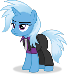 Size: 2773x3085 | Tagged: safe, artist:anime-equestria, trixie, pony, unicorn, g4, alternate hairstyle, clothes, female, high res, horn, mare, necktie, simple background, solo, suit, transparent background, vector