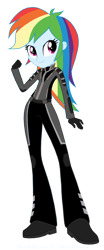 Size: 1280x3064 | Tagged: safe, rainbow dash, equestria girls, g4, bad girl, boots, clothes, fist, gloves, shoes, simple background, solo, spacesuit, transparent background, ultra galaxy mega monster battle, uniform