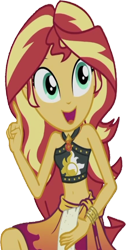 Size: 1270x2520 | Tagged: safe, edit, edited screencap, editor:mrtoonlover83, screencap, sunset shimmer, human, equestria girls, g4, background removed, belly, belly button, bikini, clothes, female, geode of empathy, magical geodes, midriff, not a vector, sarong, simple background, solo, swimsuit, transparent background