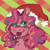 Size: 560x560 | Tagged: safe, artist:super-lemon-sama, pinkie pie, earth pony, pony, g4, bust, candy, candy cane, christmas, female, food, freckles, hat, holiday, looking at you, mare, one eye closed, santa hat, smiling, smiling at you, solo, striped background