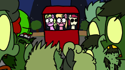 Size: 1280x720 | Tagged: safe, artist:professorventurer, daisy, flower wishes, lily, lily valley, roseluck, undead, zombie, g4, carnival, eddsworld, ferris wheel, flower trio, fun dead, madness combat, tricky, zombie apocalypse
