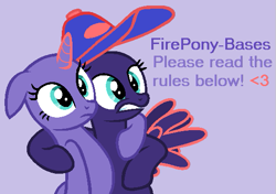 Size: 545x383 | Tagged: safe, artist:firepony-bases, oc, oc only, pegasus, pony, unicorn, g4, bald, base, baseball cap, cap, duo, duo female, female, frown, gritted teeth, hat, horn, mare, purple background, simple background, spread wings, teeth, text, wings