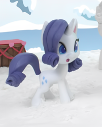 Size: 1154x1434 | Tagged: safe, rarity, pony, g4.5, my little pony: stop motion short, snow pony contest (short), confused, cute, open mouth, snow, solo