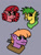 Size: 540x720 | Tagged: safe, artist:dexterousdecarius, little mac, oc, oc:piney apple, oc:red anjou, earth pony, pony, unicorn, g4, big macintosh's yoke, brothers, curly mane, earth pony oc, freckles, gray background, horn, horse collar, male, offspring, parent:big macintosh, parent:sugar belle, parents:sugarmac, siblings, simple background, spiky mane, unicorn oc