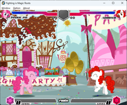Size: 595x493 | Tagged: safe, pinkie pie, fighting is magic, g4, clone, game screencap, scooter (character), sugarcube corner