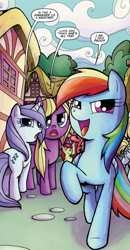 Size: 546x1051 | Tagged: safe, artist:agnesgarbowska, idw, apple bloom, big macintosh, rainbow dash, earth pony, pegasus, pony, unicorn, friends forever #6, g4, my little pony: friends forever, spoiler:comic, advertisement, comic, idw advertisement, male, preview, stallion, swag, unnamed character, unnamed pony